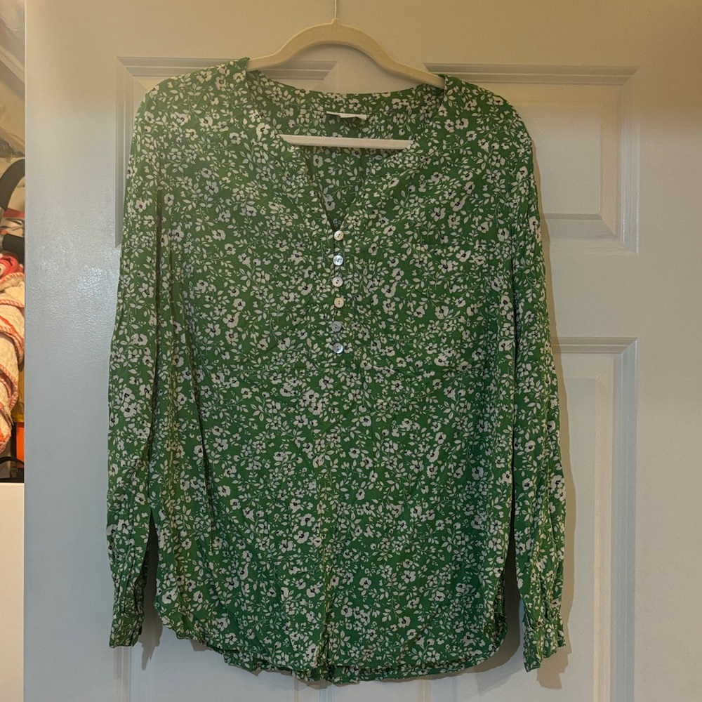 J. Jill Green Floral Blouse